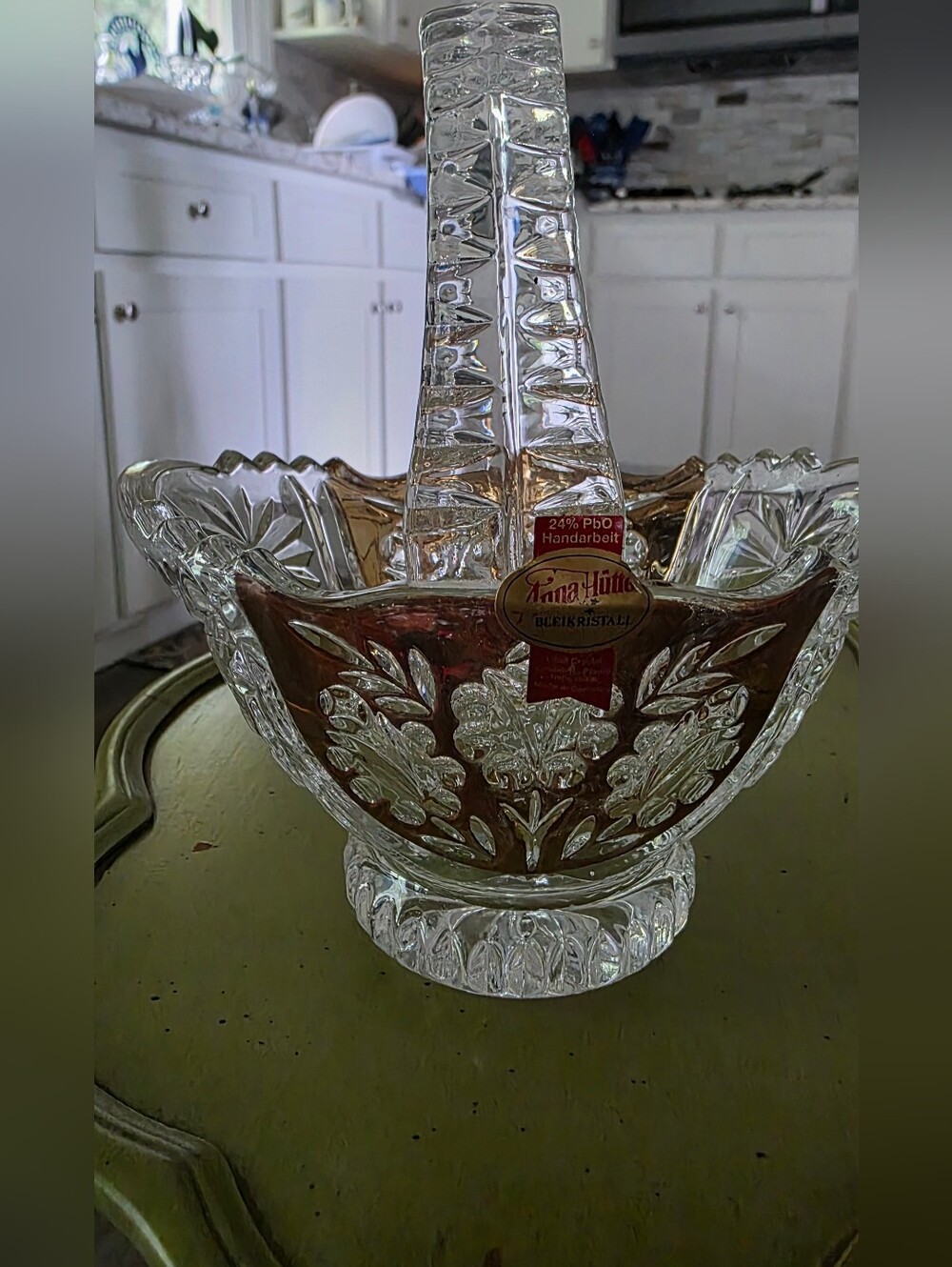 Vintage Anna Hutte Bleikristal Ruby  Crystal Decorative Basket
